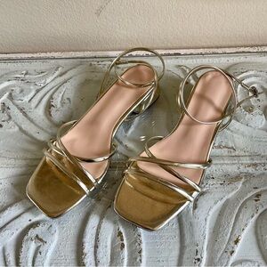 Gold Low Heel Sandals